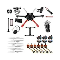 qwinout assembled rtf full set 2.4g 9ch f550 apm2.8 gps compass hexacopter combo diy drone with 2-axle aluminum gimbal mount (no manual)